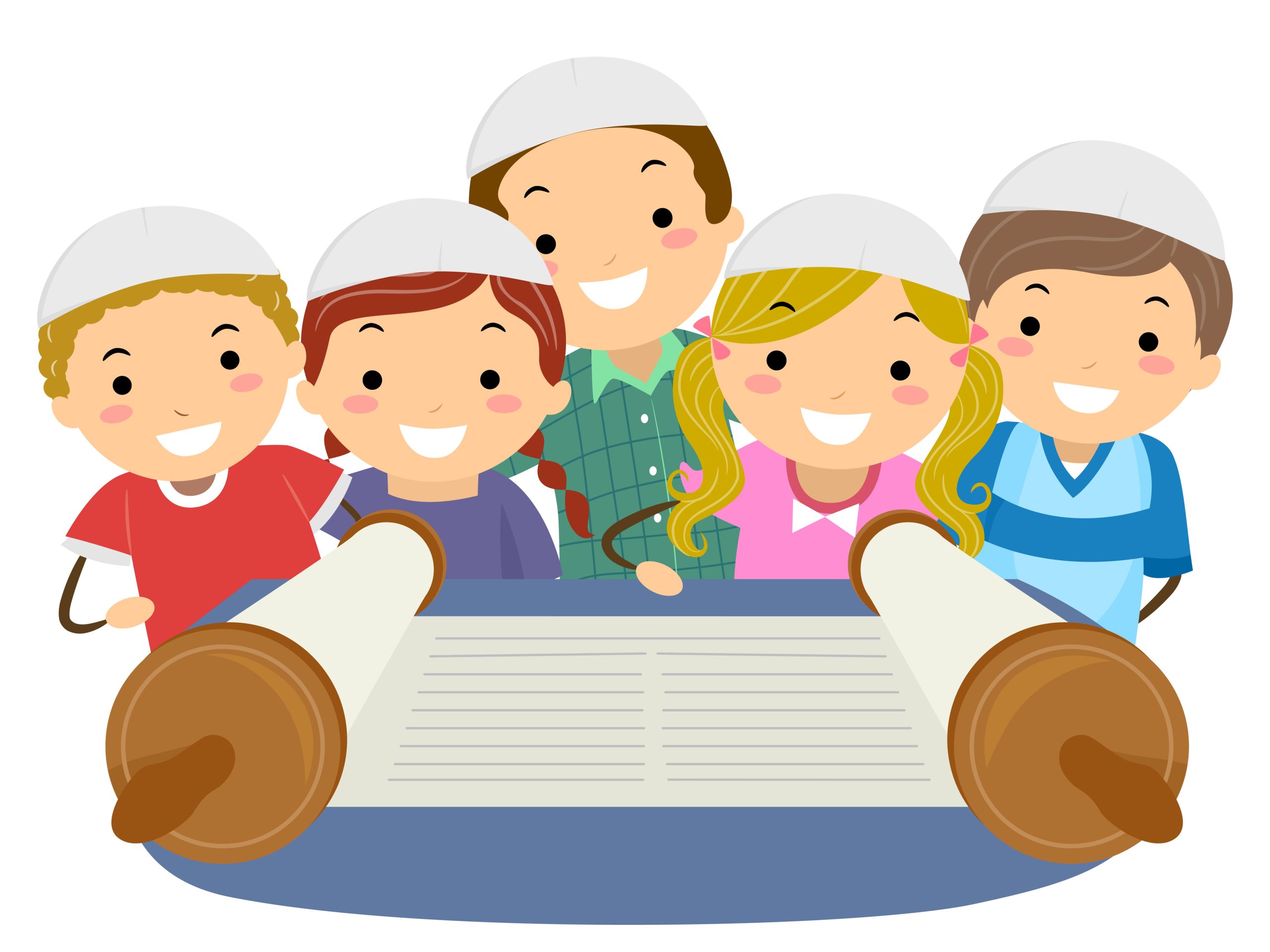 Stickman Kids Look Torah Scroll Illustration Stickman Kids Look Torah Scroll Illustration